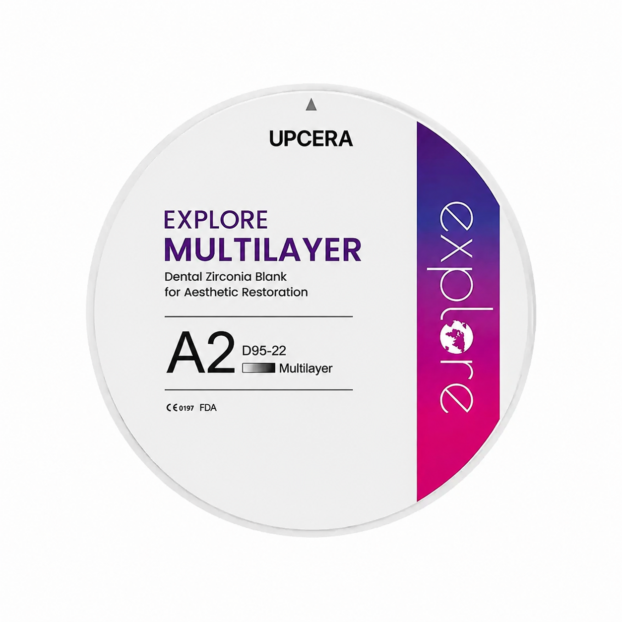 Циркониевый диск UPCERA Explore 4D Multilayer, D=95 H=22, цвет A2