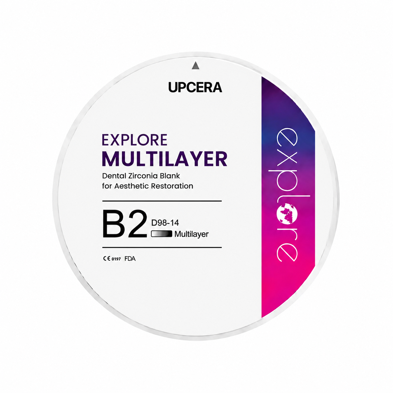 Циркониевый диск UPCERA Explore 4D Multilayer, D=98 H=14, цвет B2