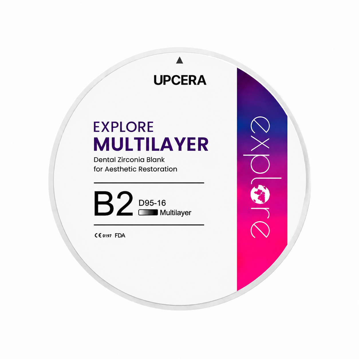 Циркониевый диск UPCERA Explore 4D Multilayer, D=95 H=16, цвет B2
