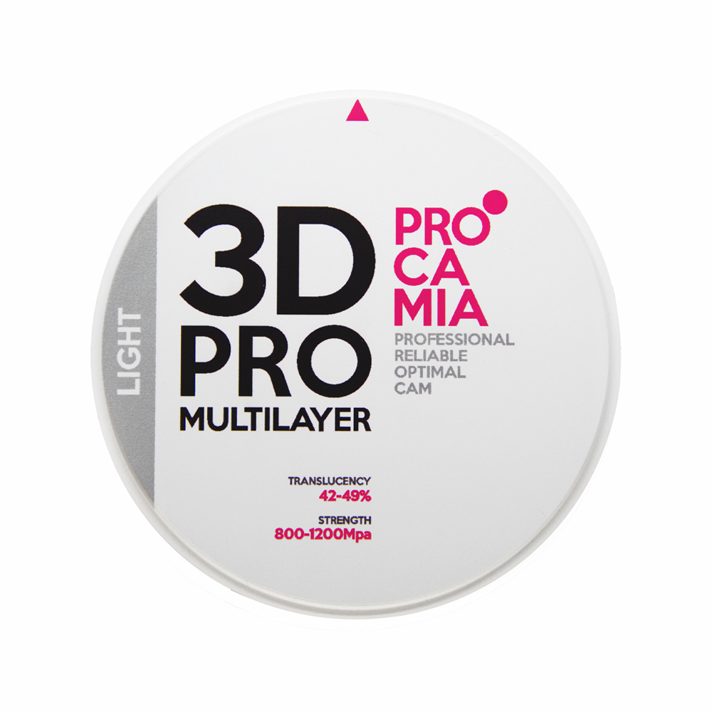Циркониевый диск PROCAMIA 3D Pro Multilayer Light, D=98 H=10, цвет B2