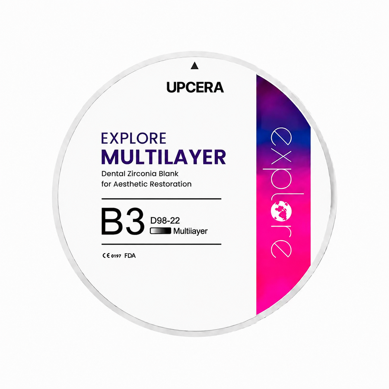 Циркониевый диск UPCERA Explore 4D Multilayer, D=98 H=22, цвет B3