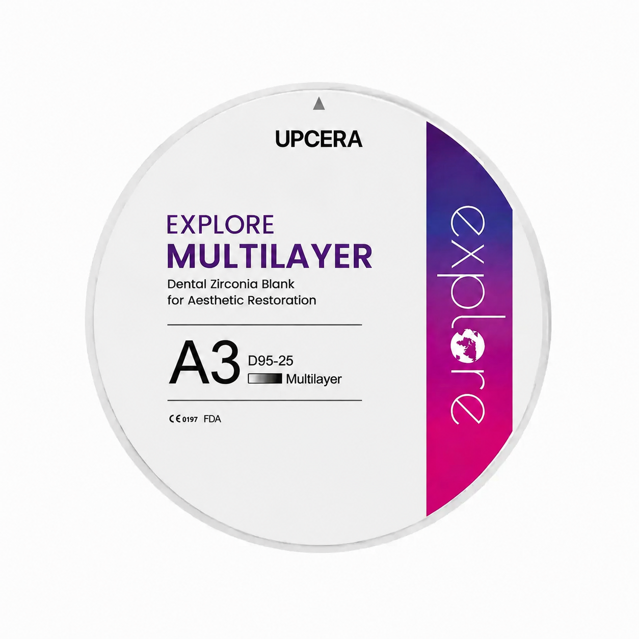 Циркониевый диск UPCERA Explore 4D Multilayer, D=95 H=25, цвет A3