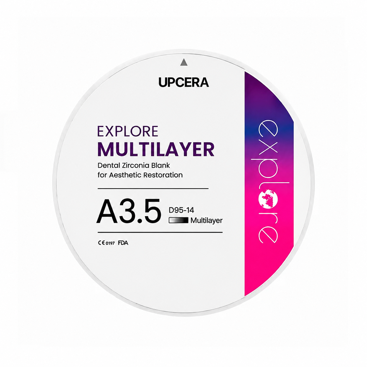 Циркониевый диск UPCERA Explore 4D Multilayer, D=95 H=14, цвет A3.5