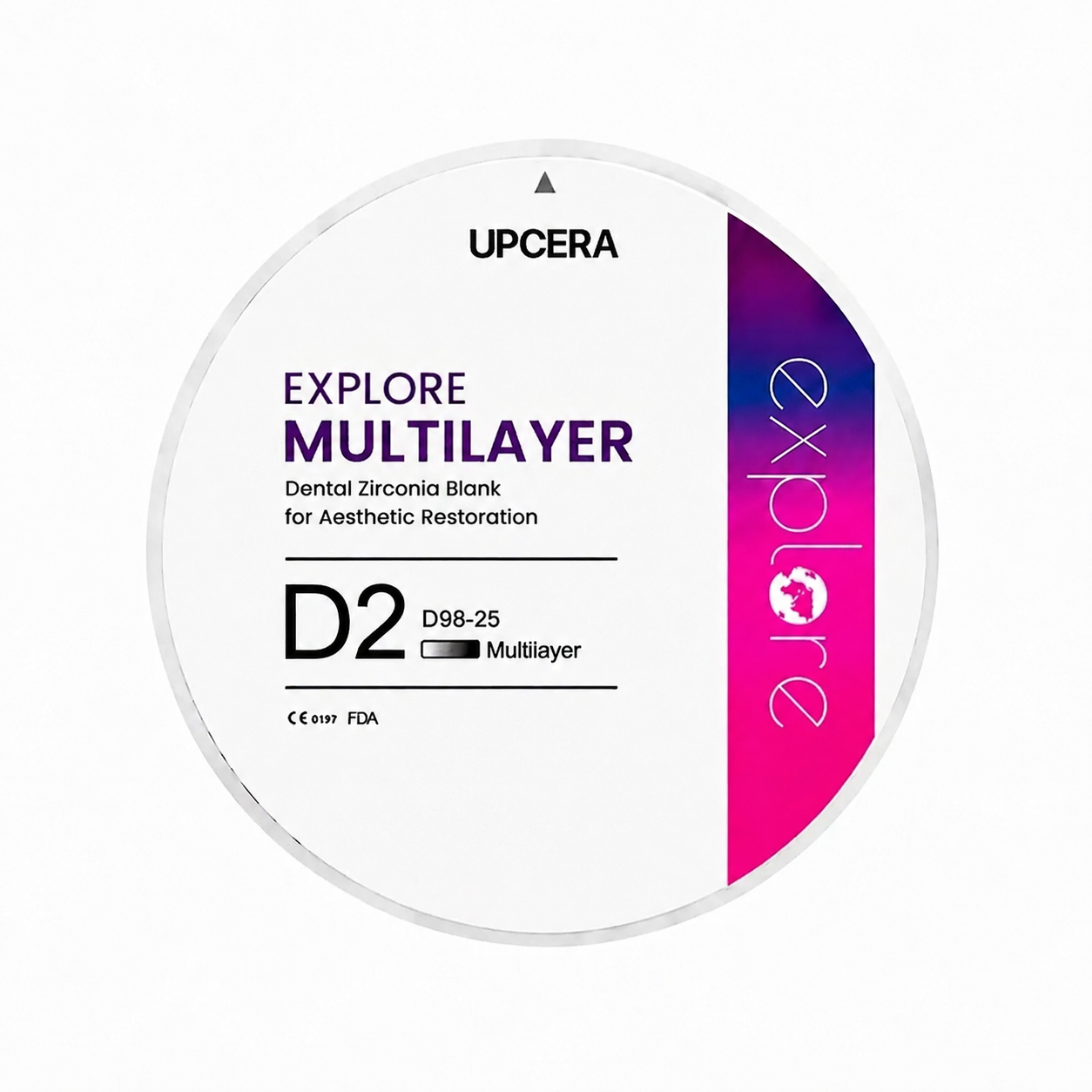 Циркониевый диск UPCERA Explore 4D Multilayer, D=98 H=25, цвет D2