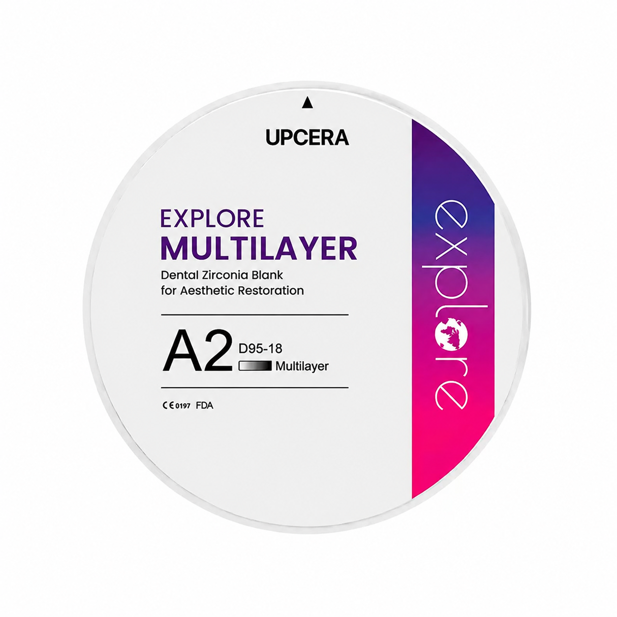 Циркониевый диск UPCERA Explore 4D Multilayer, D=95 H=18, цвет A2
